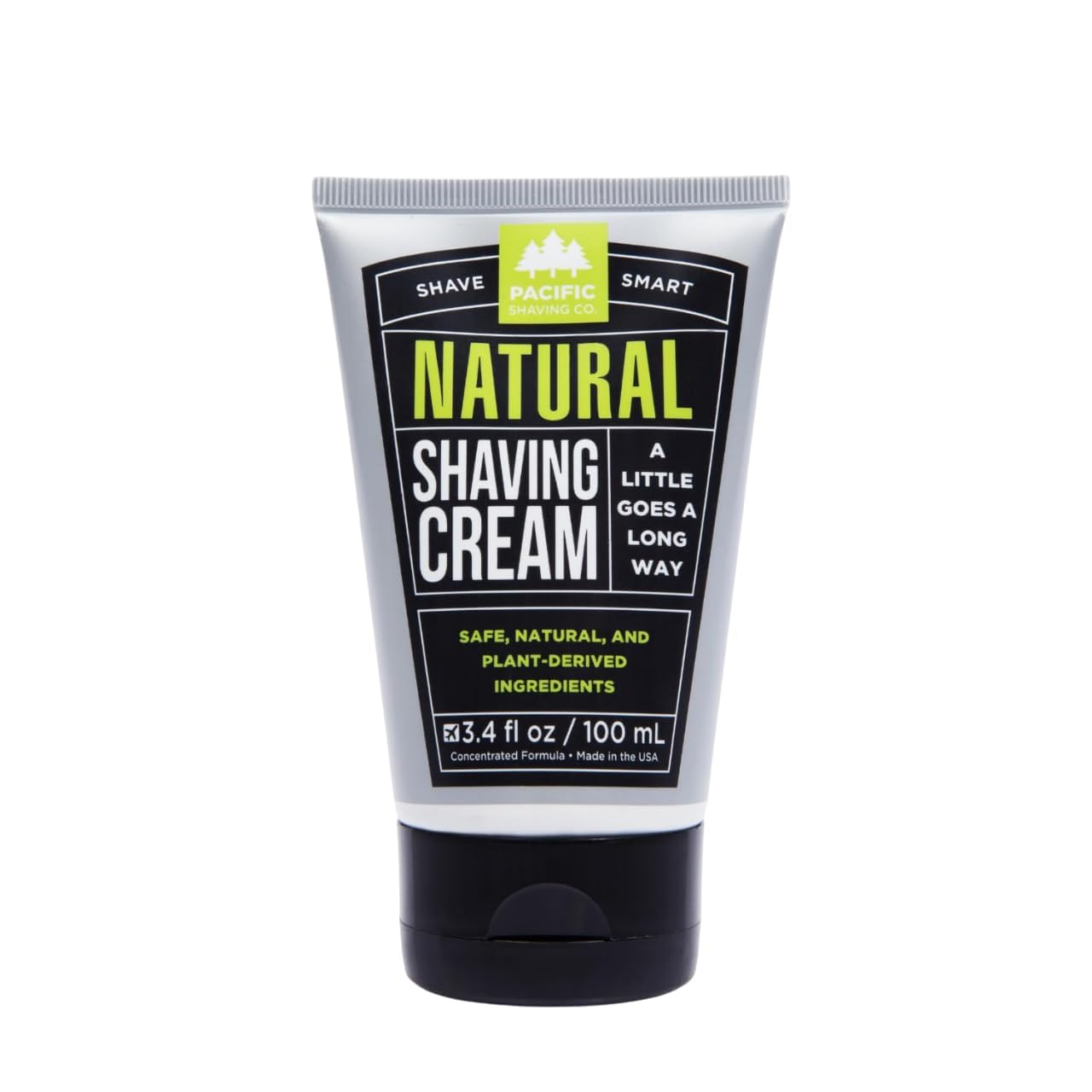 Pacific Shaving Company natural shaving cream bottle with shea butter for sensitive skin hydration