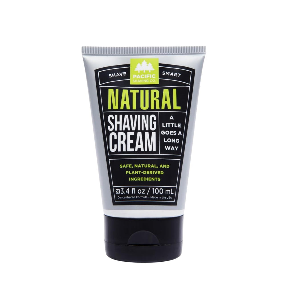 Pacific Shaving Company natural shaving cream bottle with shea butter for sensitive skin hydration