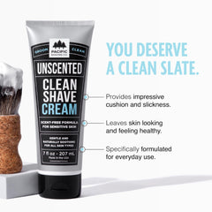 Pacific Shaving Company Vitamin E formula in a 7 oz tube for nourished, comfortable shaving.