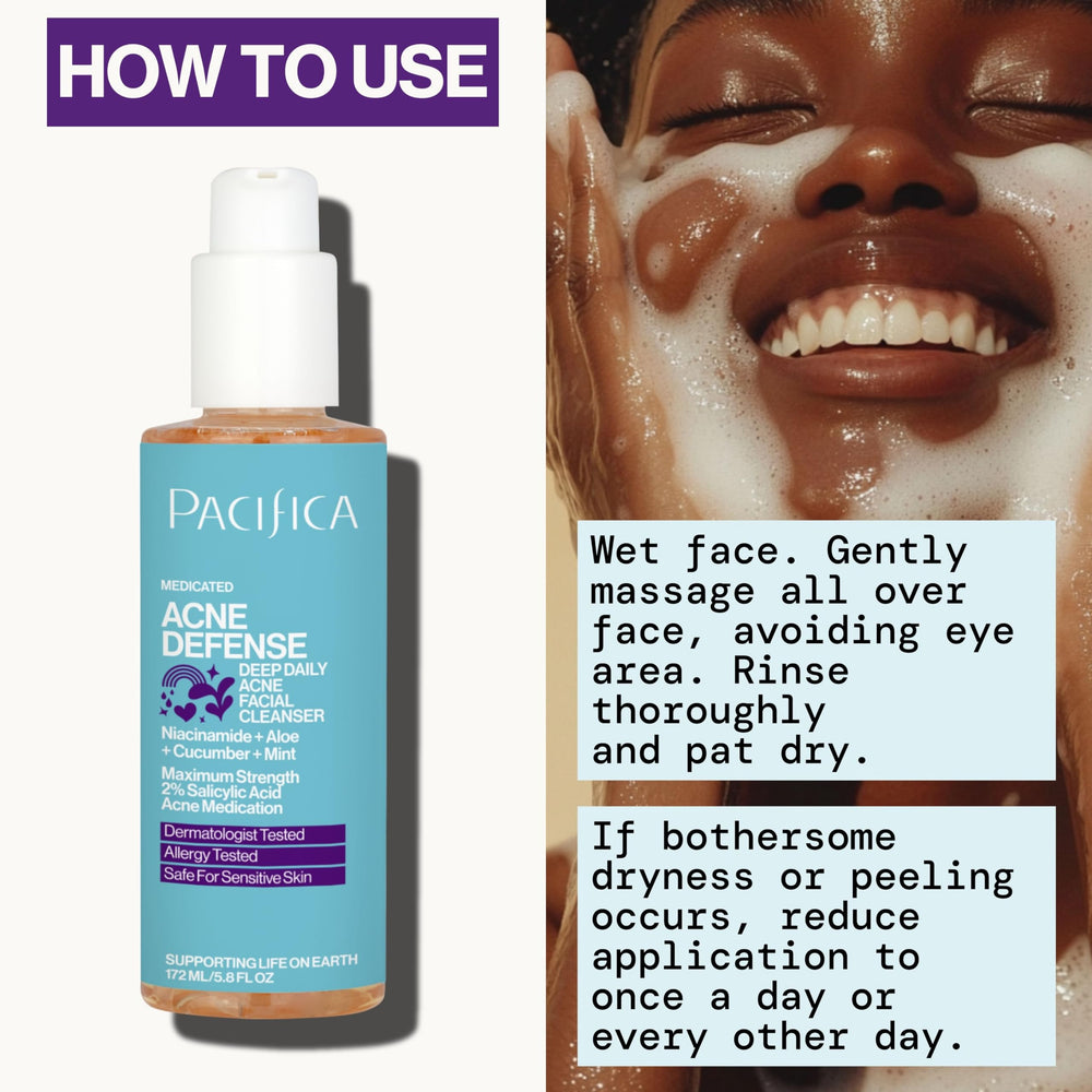 Pacifica Acne Defense Face Wash, piel grasa buscando purificación de la piel.