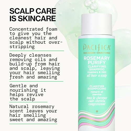Pacifica Rosemary Purify Shampoo, menta-frescura: sensación de refresco para el cuero cabelludo.