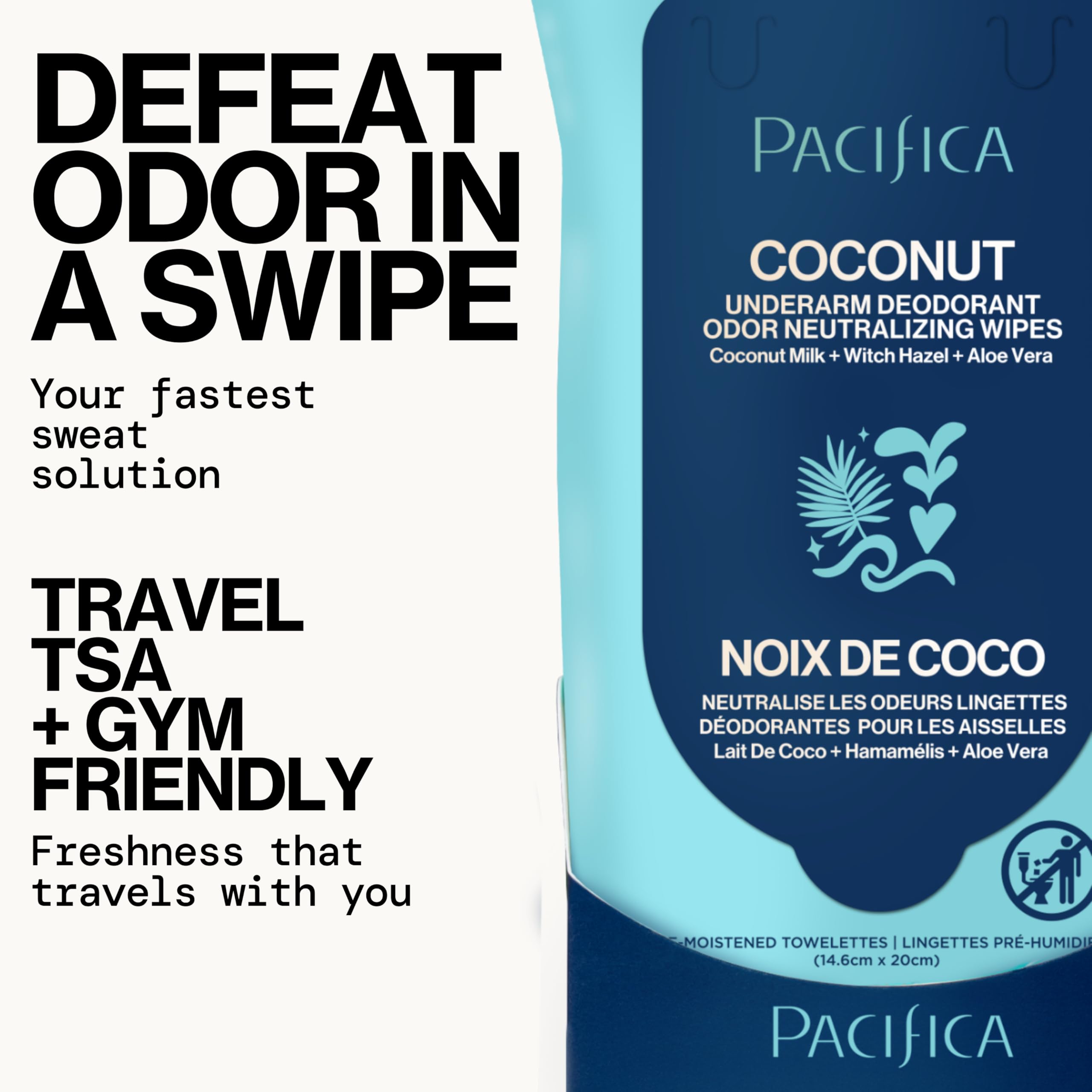 Pacifica Coconut Milk & Essential Oils underarm wipes close-up shows organic cotton texture.