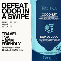 Pacifica Coconut Milk & Essential Oils underarm wipes close-up shows organic cotton texture.
