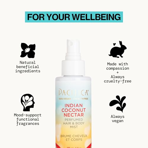 Pacifica coconut-vanilla scent ingredients closeup with natural components.