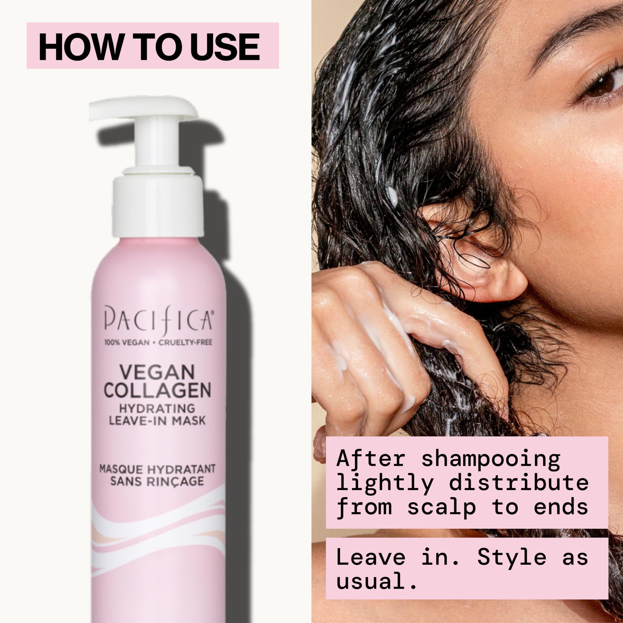 Pacifica Mascarilla de Colágeno Vegano aporta brillo saludable y cabello más suave.