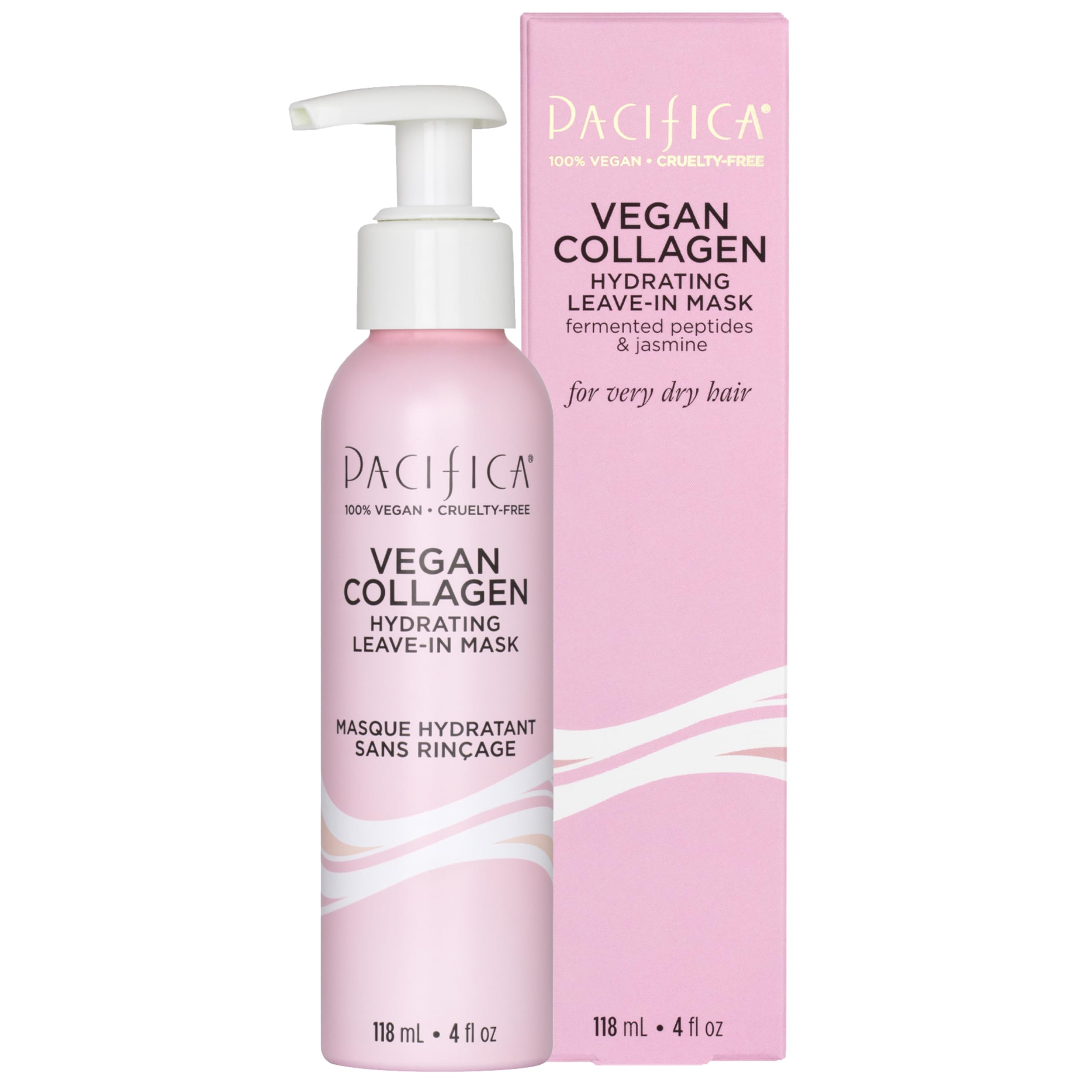 Pacifica Mascarilla de Colágeno Vegano hidrata profundamente el cabello seco y suaviza.