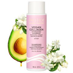 Pacifica Collagen Vegan Shampoo muestra la botella para hidratación profunda del cabello seco.