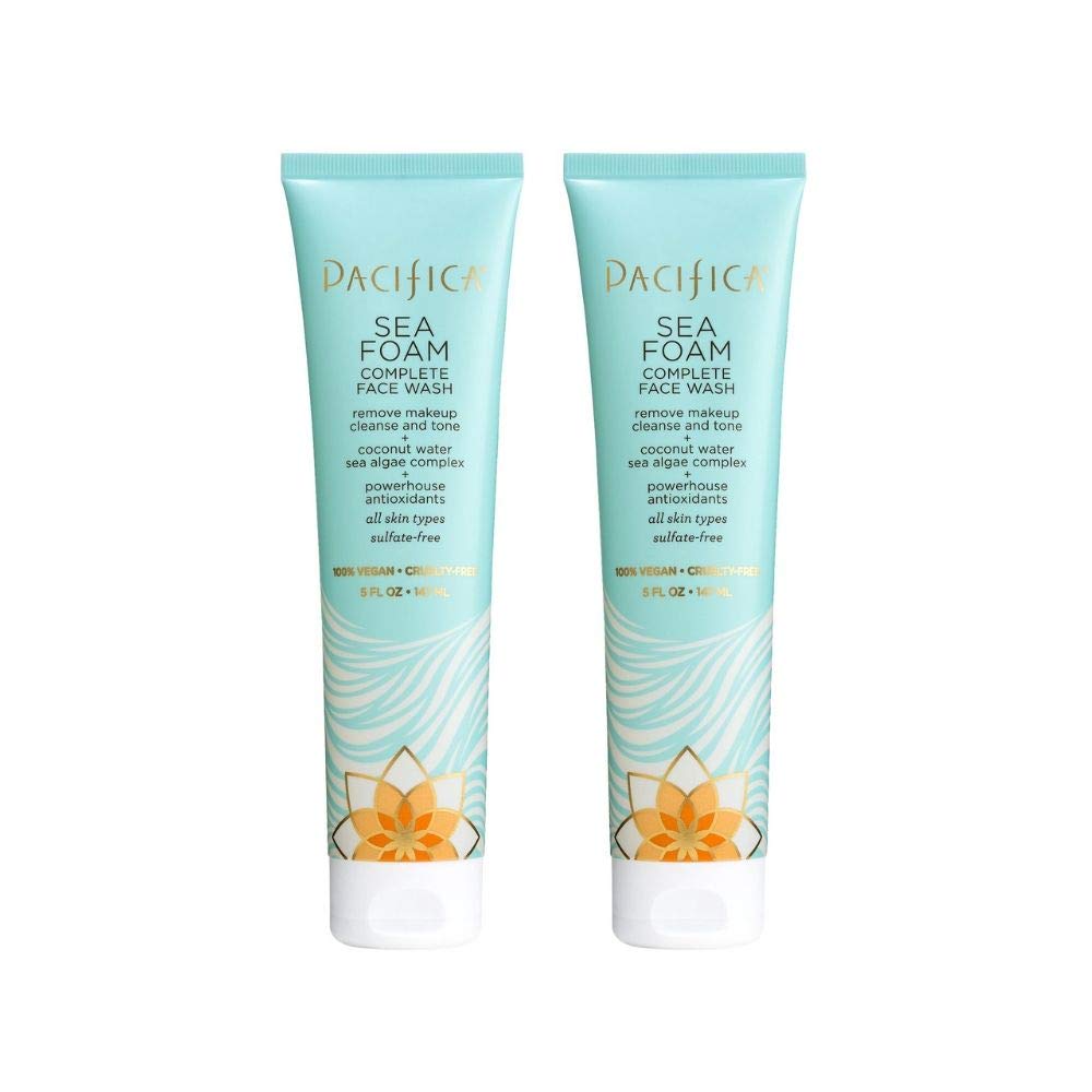 Pacifica limpiador facial completo: botella con espuma marina para limpieza suave