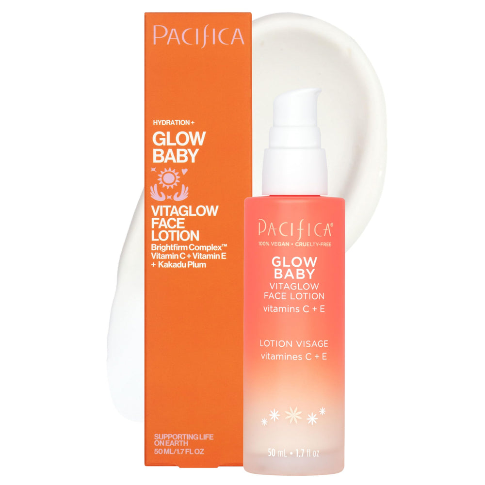 Pacifica VitaGlow crema facial vitamina C en botella, aporta luminosidad.