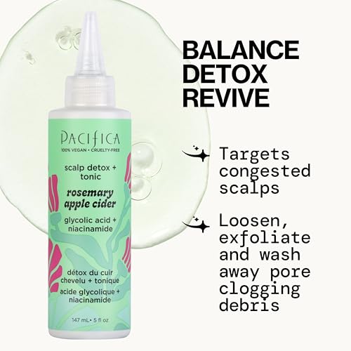 Aplicación suave del tonico Pacifica Detox en el cuero cabelludo.