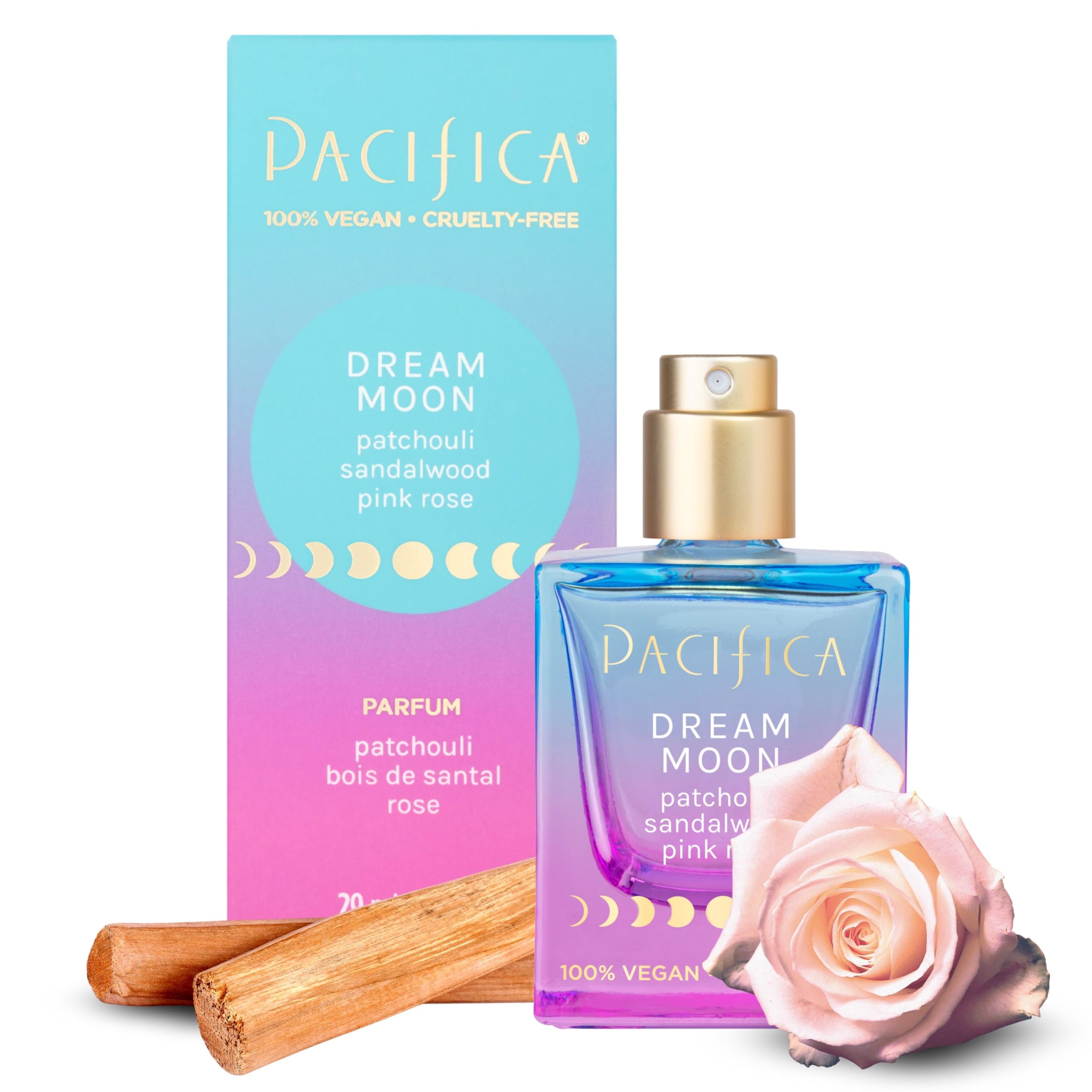 Dream Moon bottle and spray nozzle, ideal for daily wear and mood enhancement.