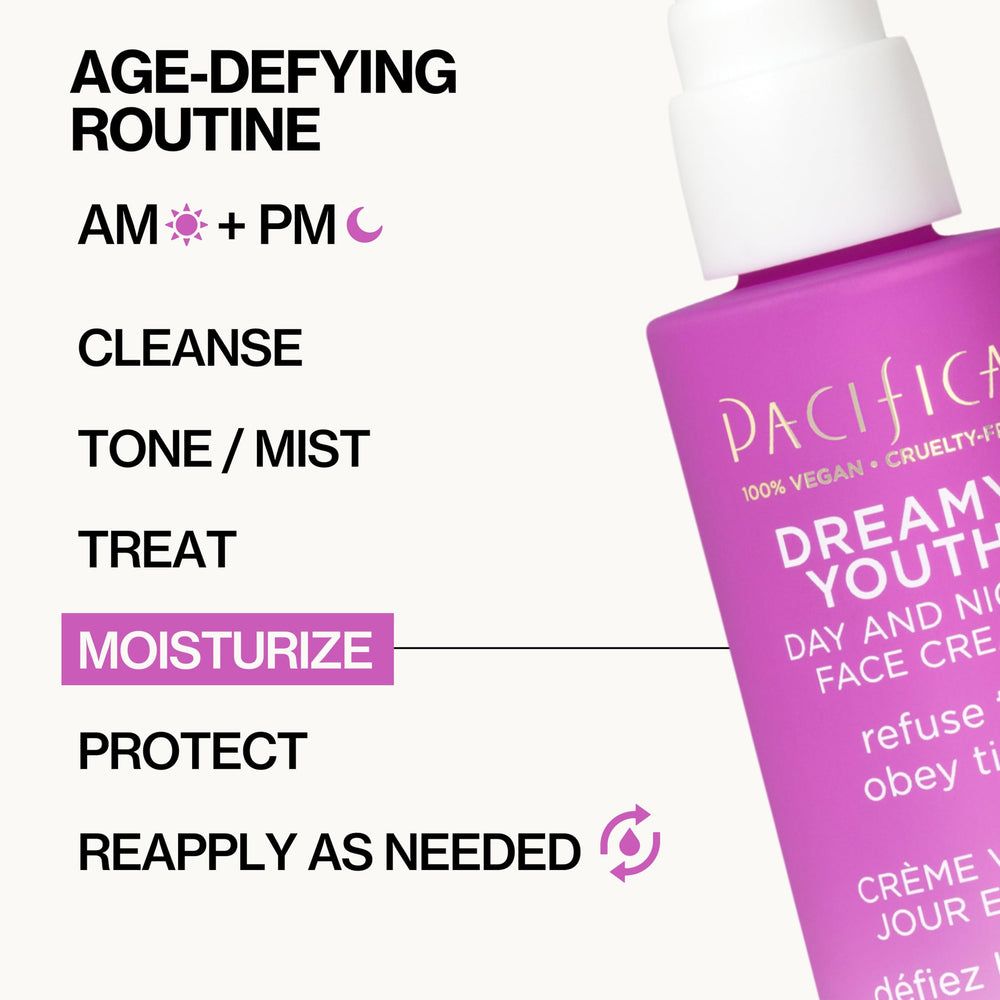 Pacifica Dreamy Youth vegan, cruelty-free formula with recyclable packaging.