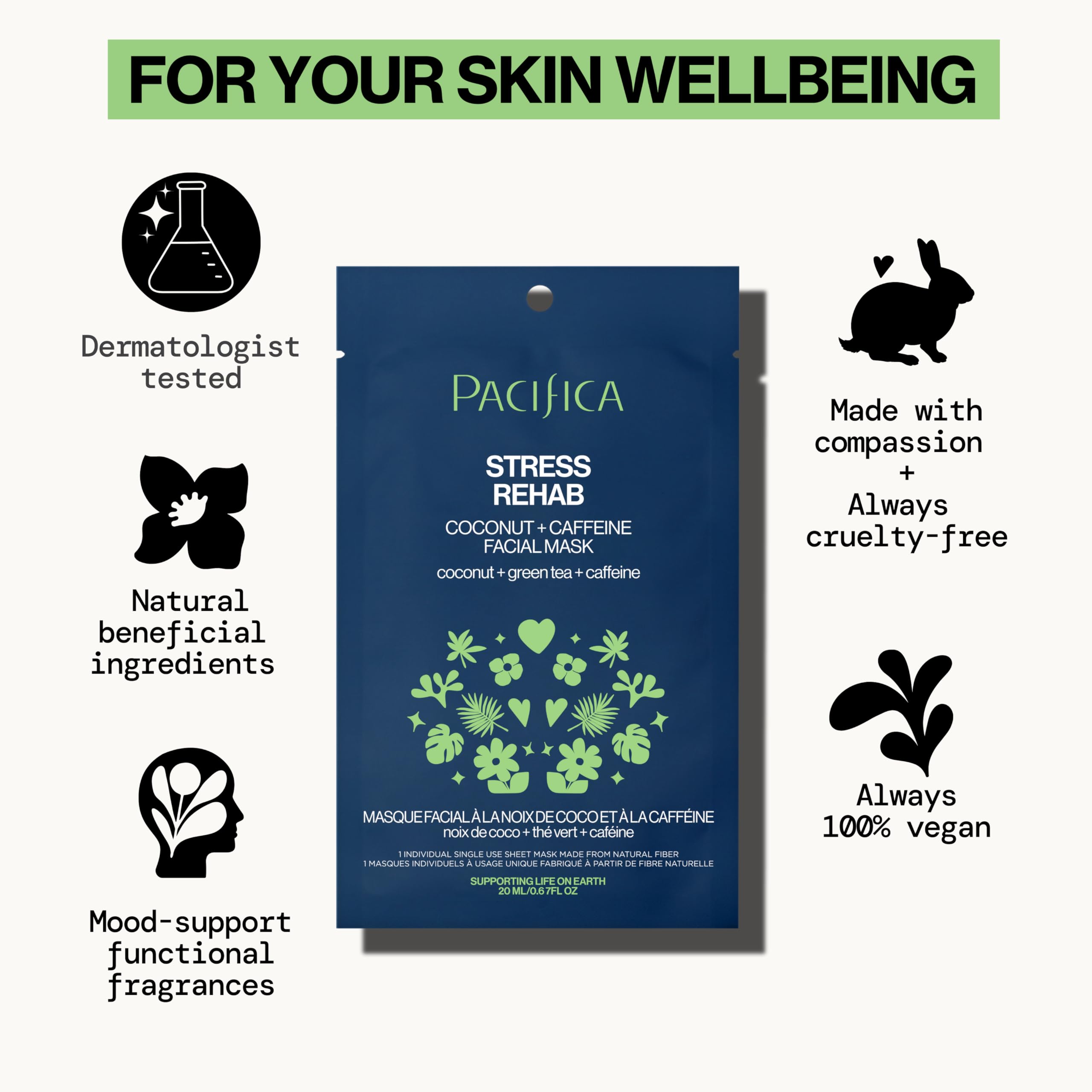 Pacifica Rehab Mask: fórmula vegana y libre de crueldad.
