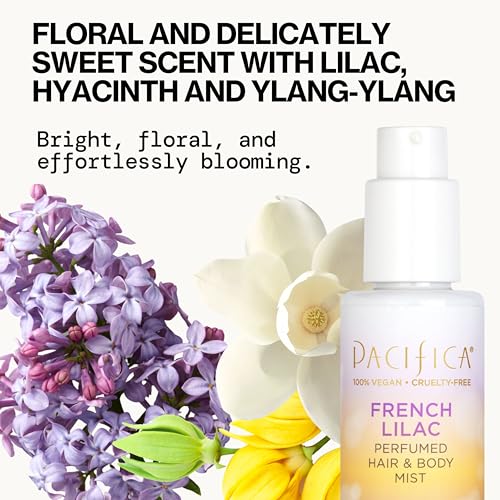 Pacifica French Lilac mist spray showing alcohol-free versatility for daily use.