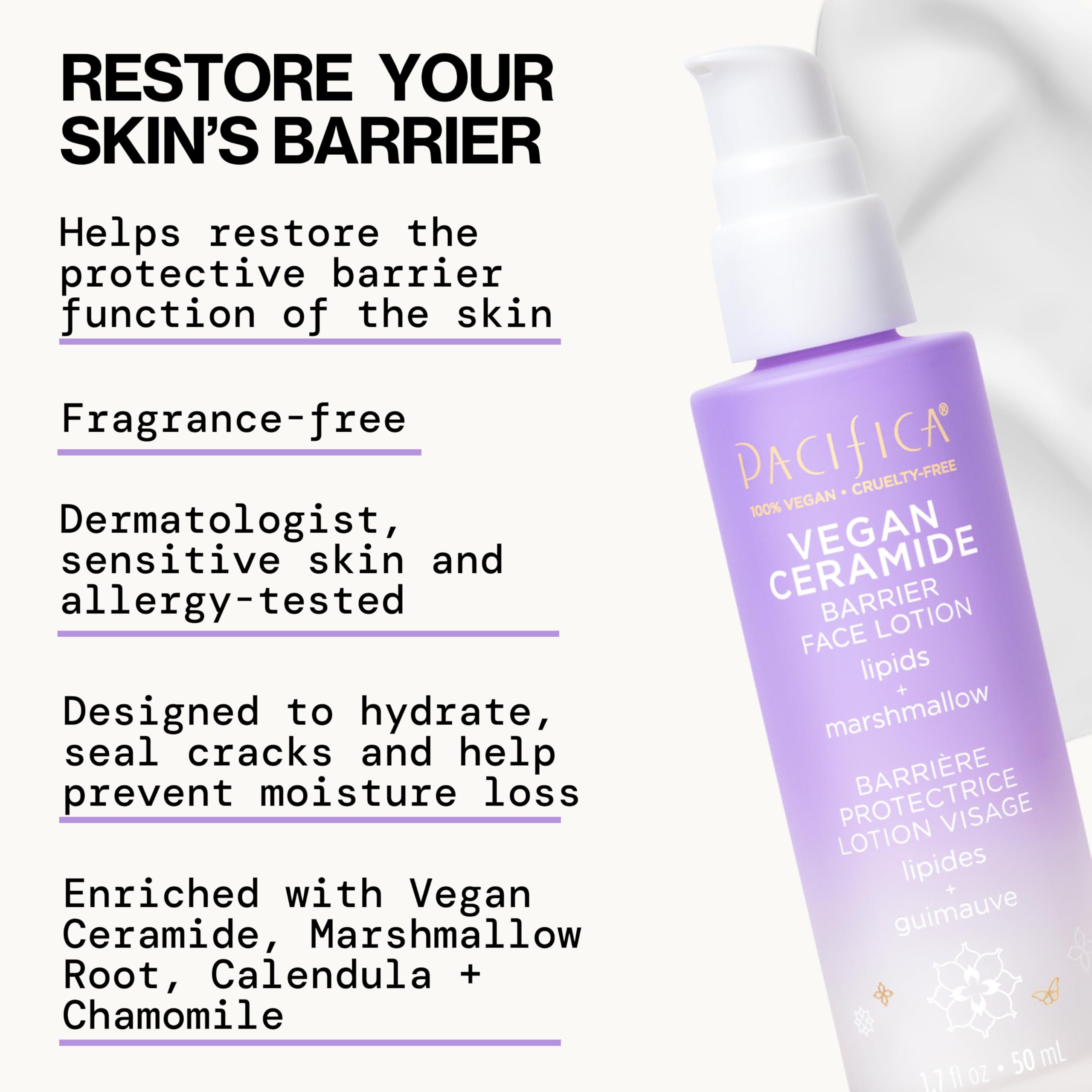 Full-size Pacifica moisturizer bottle with mini travel size for on-the-go hydration.