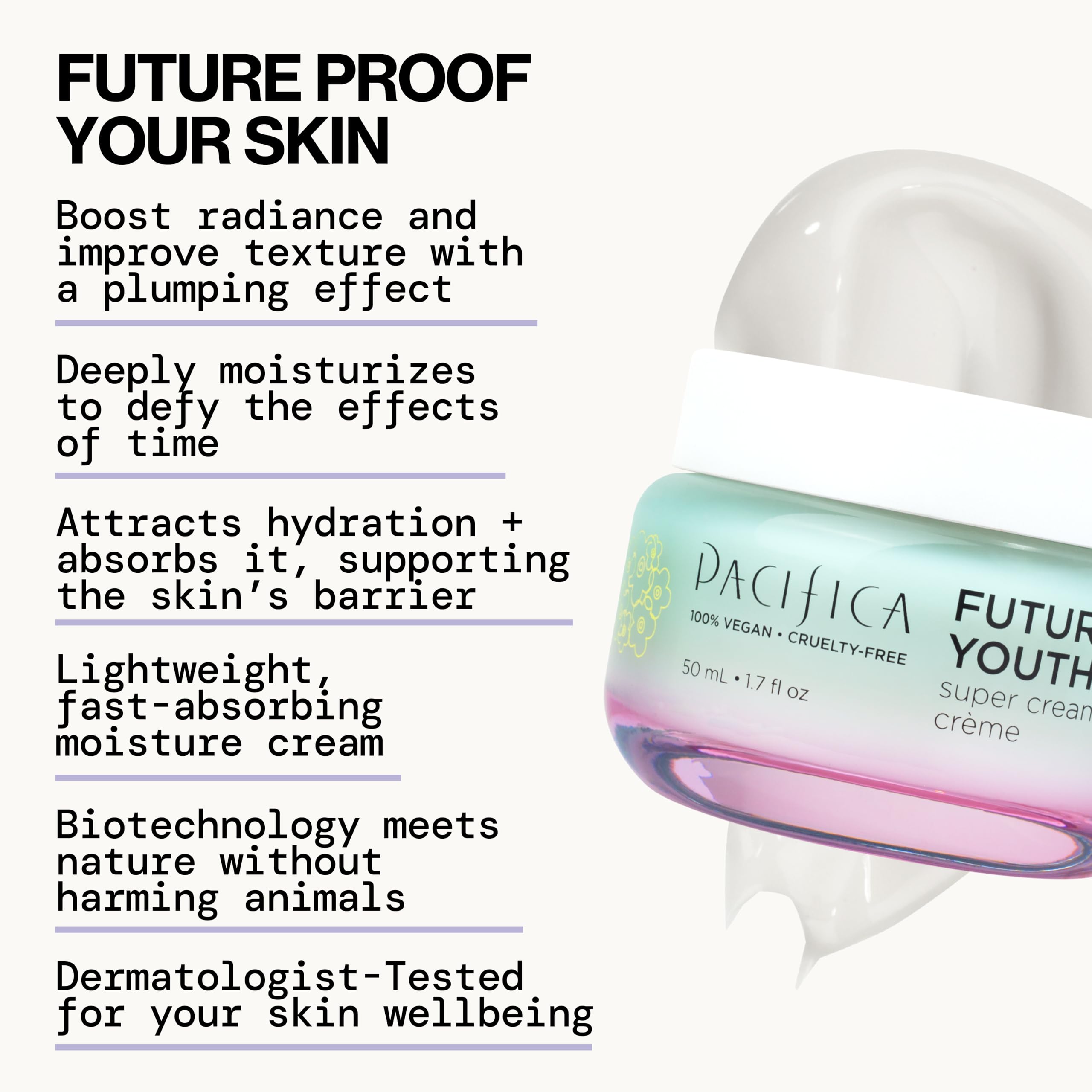 Pacifica Future Youth Cream antioxidants botanical blend conveys skin protection