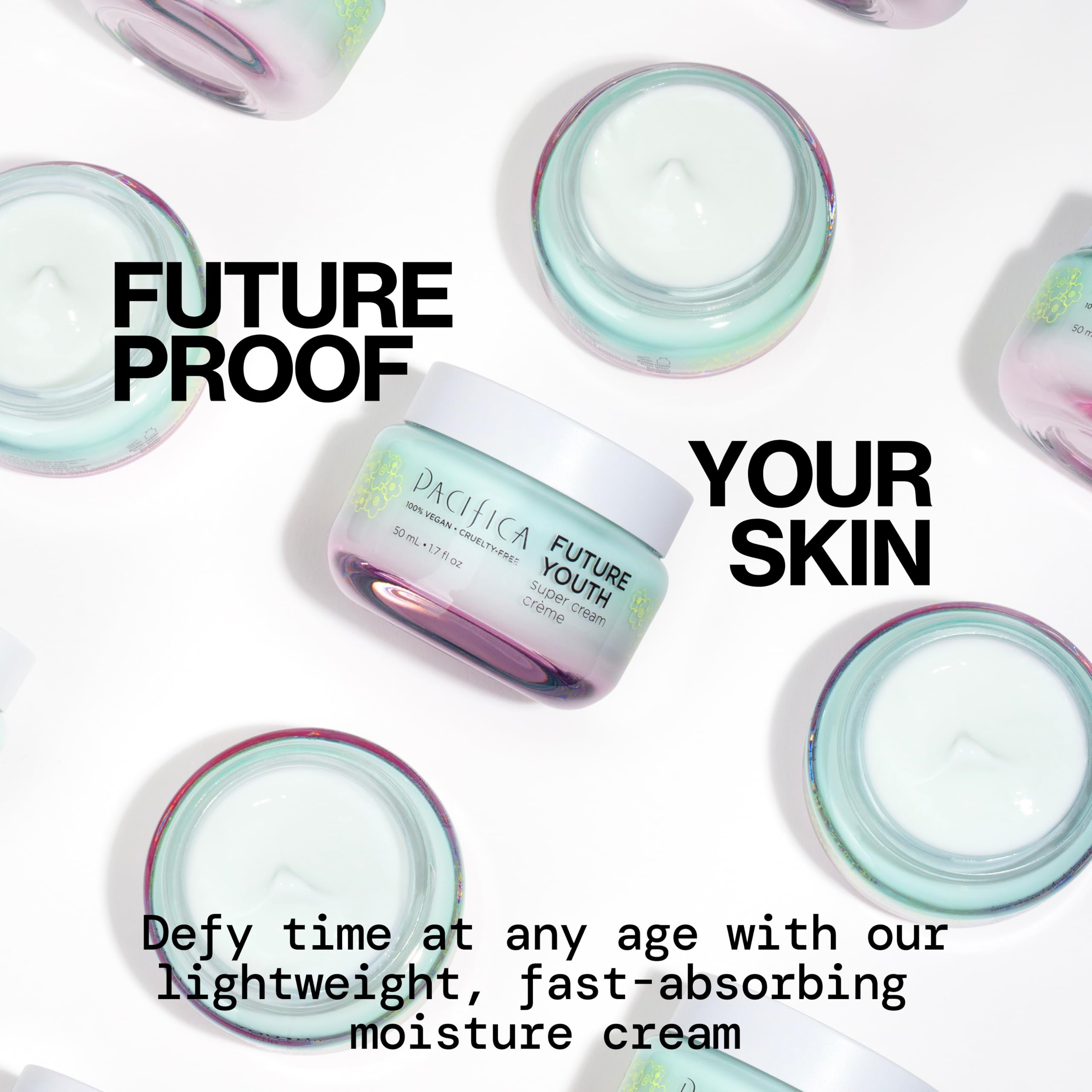 Pacifica Future Youth Cream bottle in hands highlights portable hydration