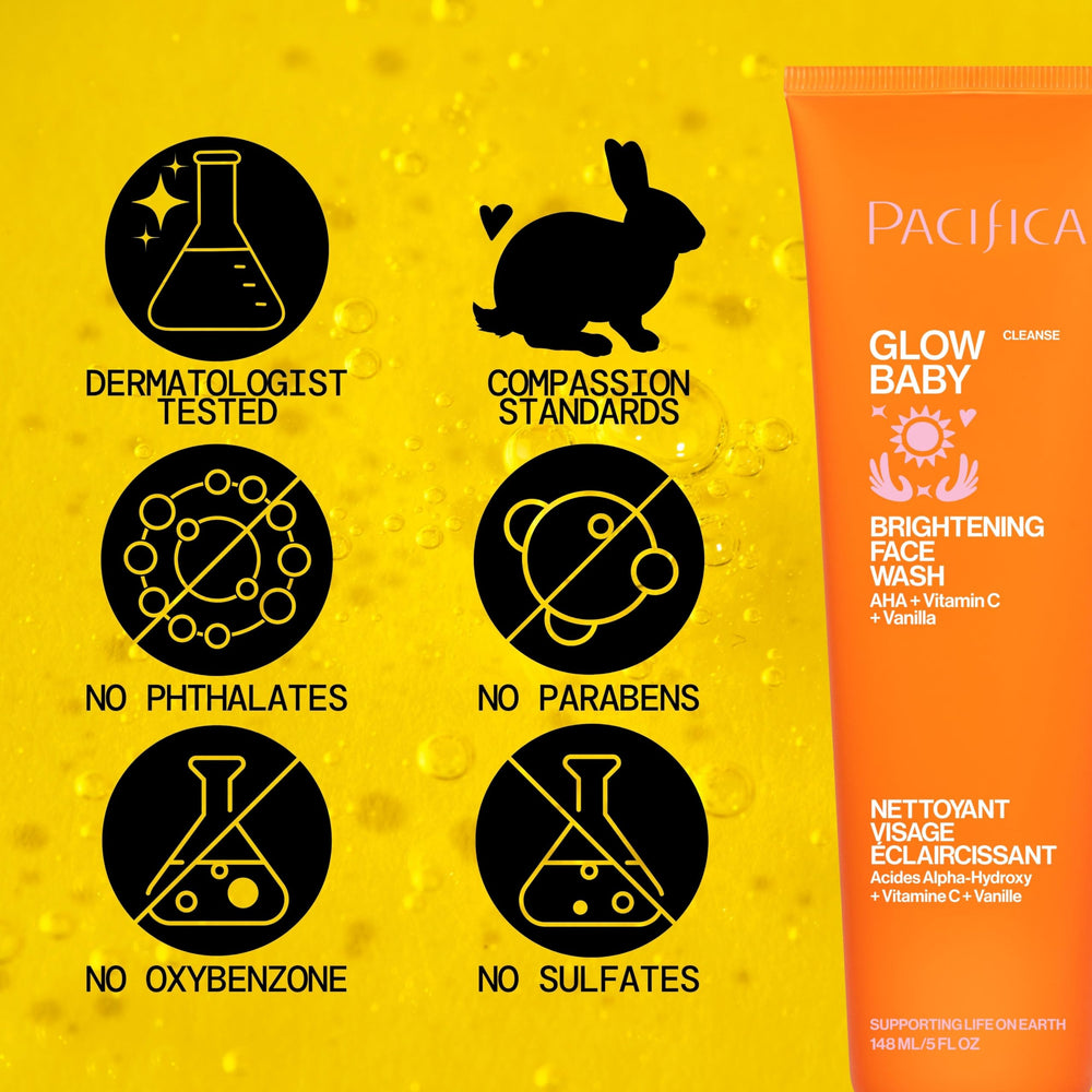 Pacifica Glow Baby rich foaming lather cleanses without over-drying.