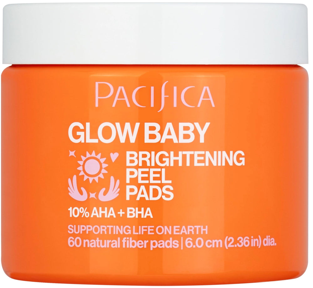 Pacifica Glow Baby Peel Pad en empaque, listo para uso diario sin fragancia.
