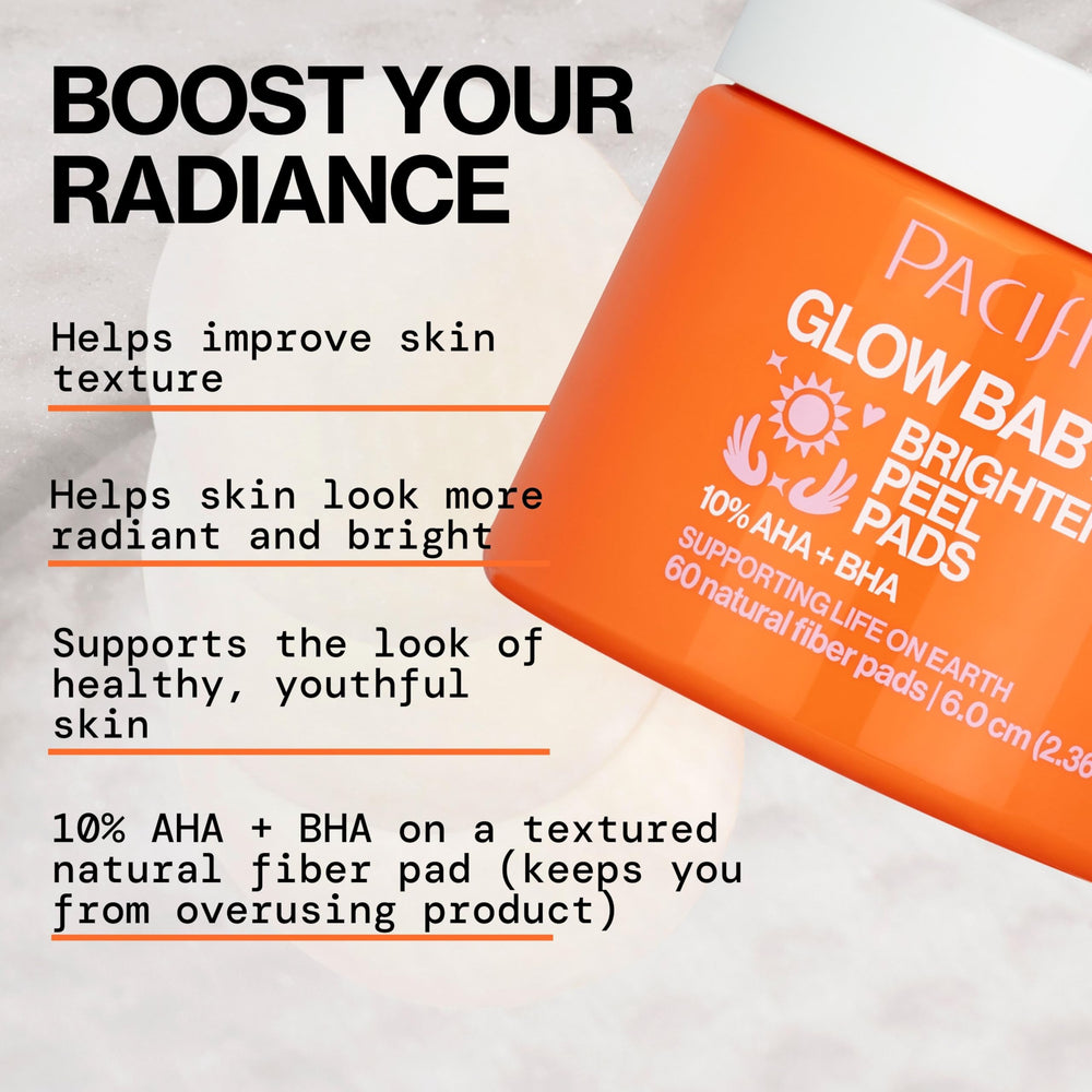 Pacifica Glow Baby Peel Pad sin fragancia, apto para piel sensible.