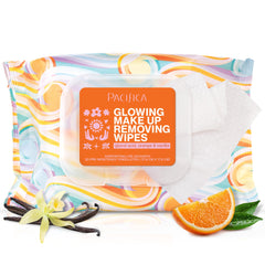 Pacifica Glowing Makeup Remover Wipes with glycolic acid for gentle exfoliation and cleansing