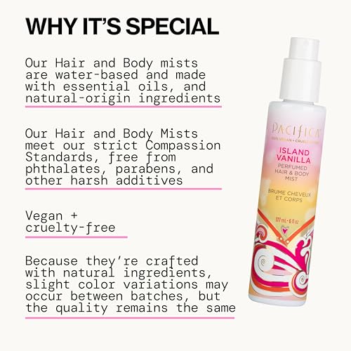 Pacifica Island Vanilla Hair Mist wrist spray for on-the-go scent.