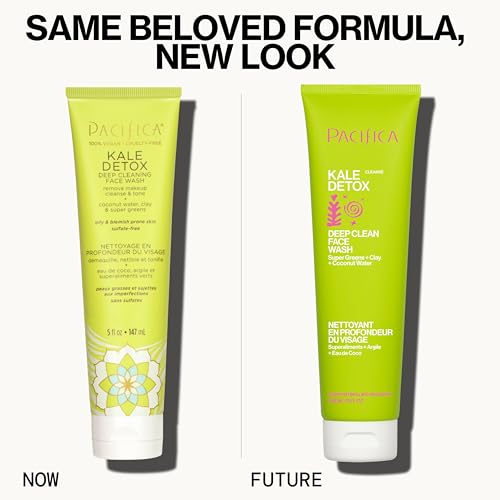 Pacifica Kale Detox Face Wash foaming close-up highlights gentle cleansing action for sensitive skin