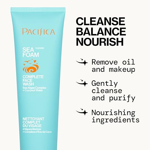 Limpieza facial de Pacifica con algas marinas para revitalizar la piel.