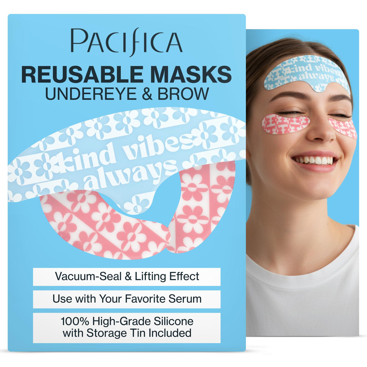 Máscara frontal de Pacifica con sello de vacío para cejas y frente.