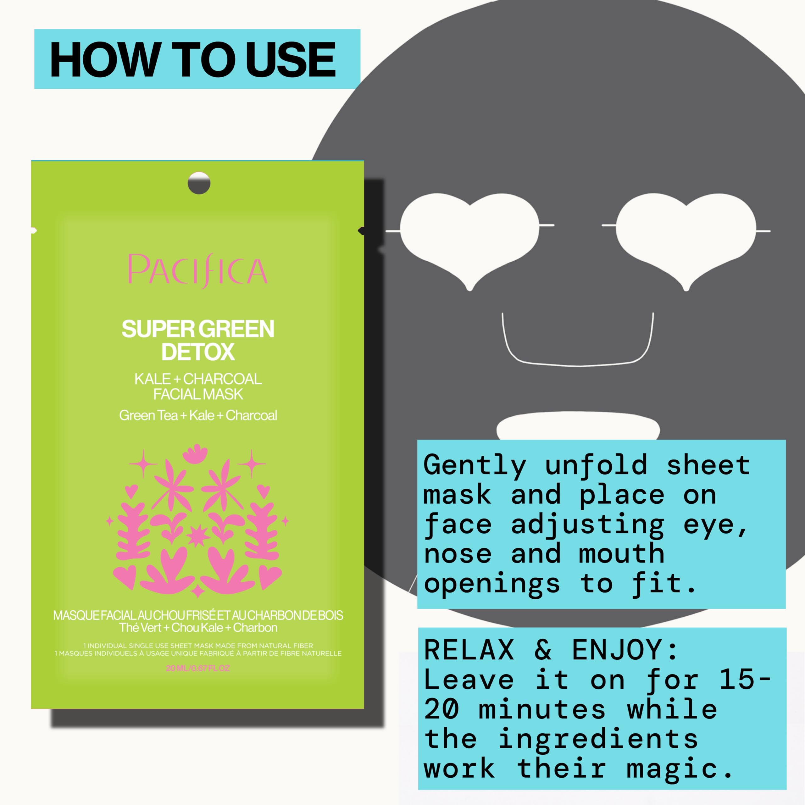 Pacifica Super Green Detox, paso de aplicación sobre rostro para limpieza profunda sin enjuague