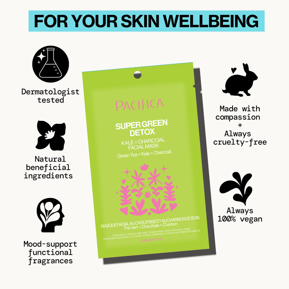 Pacifica Super Green Detox, hierbas calmantes para reducir enrojecimiento