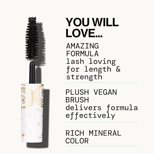 Close-up of the Mini Stellar Gaze Mascara brush with fluffy bristles for even coating.