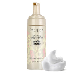 Pacifica Mousse para cabello, botella elegante, volumen ligero y aroma suave.