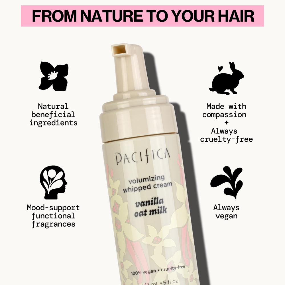 Mousse Pacifica apta para todo tipo de pelo, uso diario.