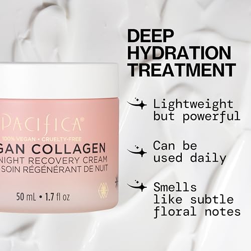 Textura de crema nocturna Pacifica, suaviza la piel y aporta nutrición.