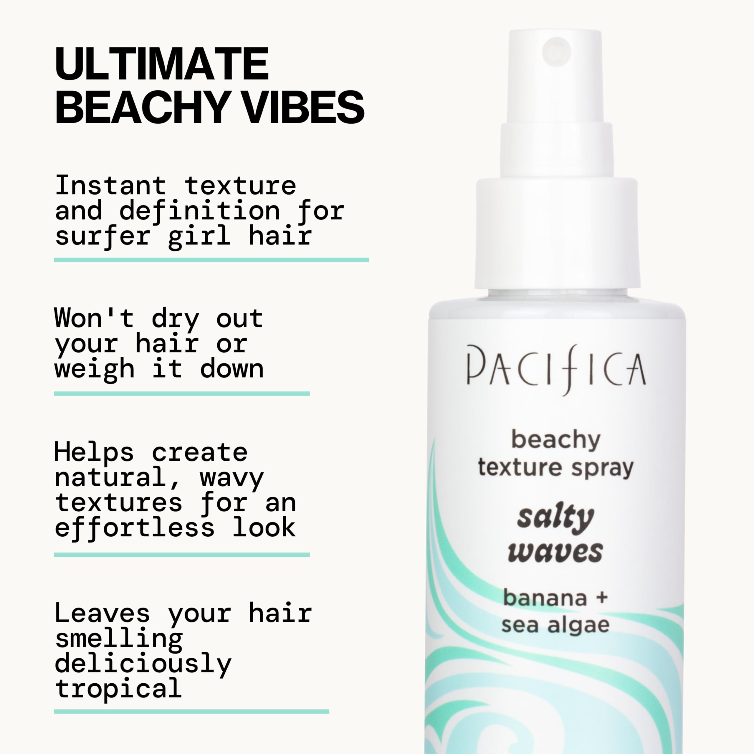 Pacifica texturizante de olas saladas: frizz-control para cabello suave y manejable.