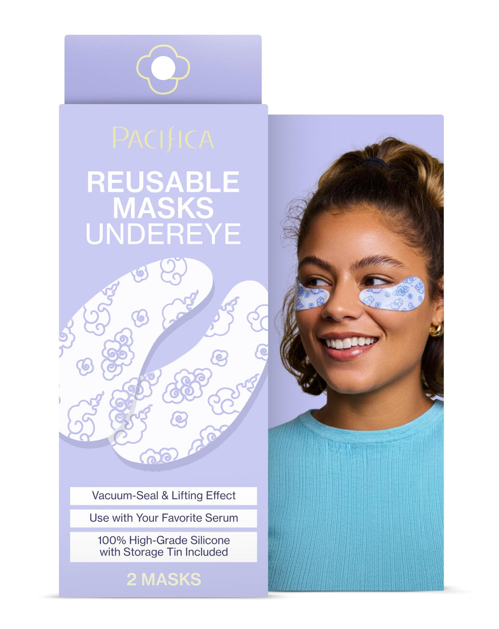 Parche ocular Pacifica de silicona reutilizable, suavidad para suavizar líneas finas alrededor de los ojos.