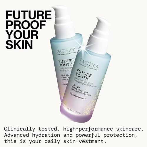 Pacifica Peptide Face Moisturizer SPF 50 label highlights protection