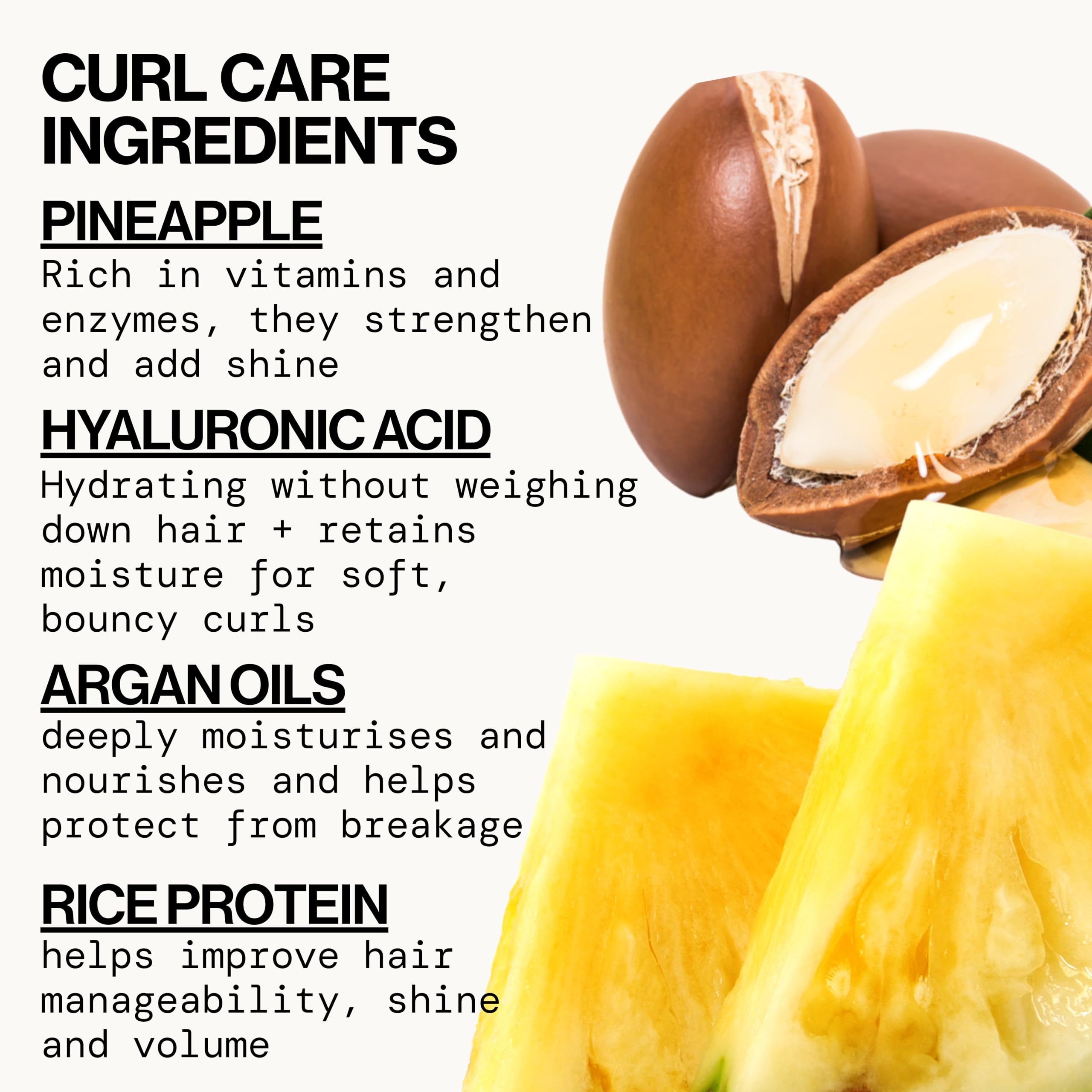 Pacifica Pineapple Curls contiene proteínas de quinoa y arroz para fortalecer rizos.