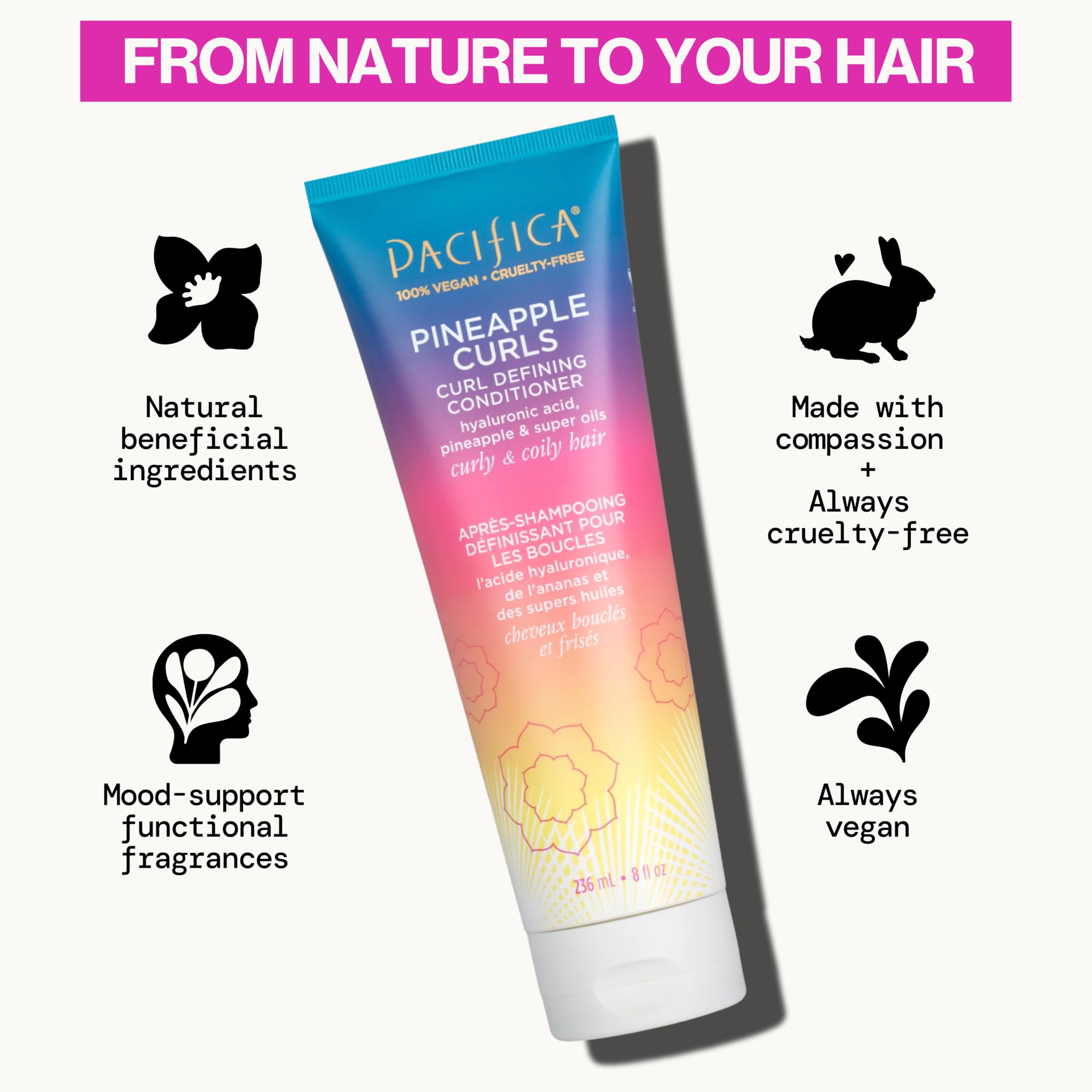 Pacifica Pineapple Curls conditioner texture close-up for smooth hair.