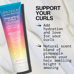 Pacifica Pineapple Curls conditioner tub signaling softness and manageability