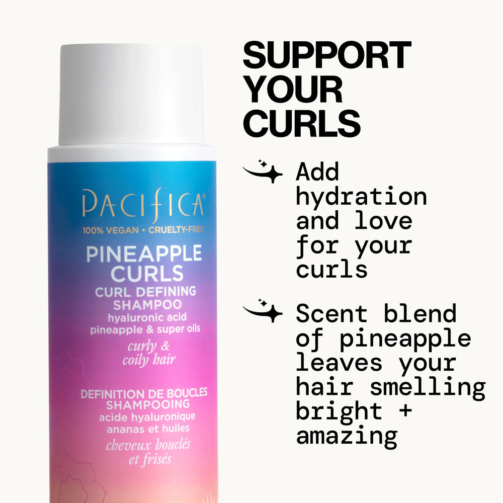 Pacifica Pineapple Curls acondicionador añade proteína hidrolizada para mejorar elasticidad.