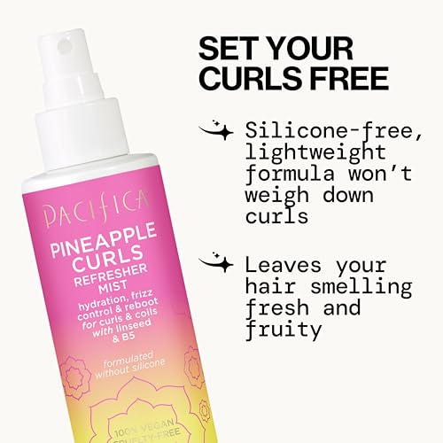 Pacifica Pineapple Curls Refresher Mist bottle with tropical pineapple fragrance