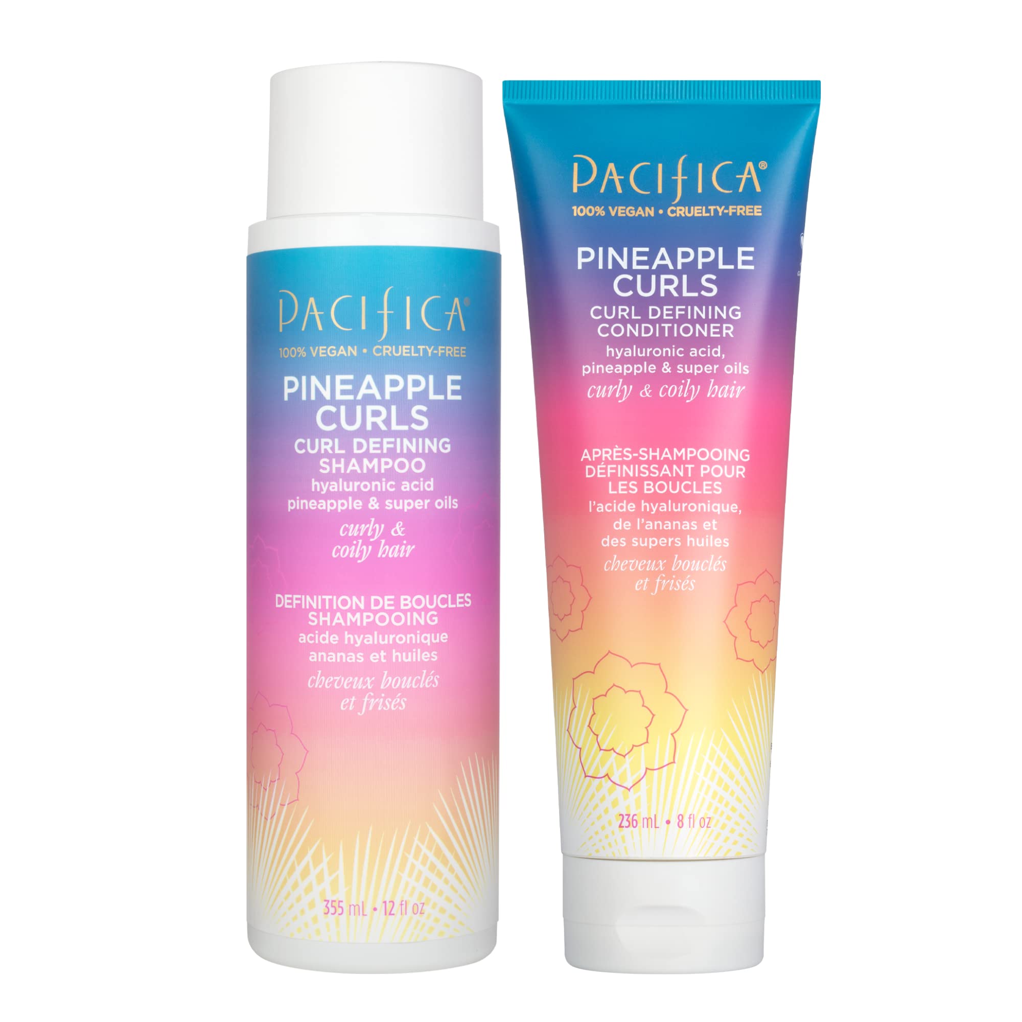 Pacifica Pineapple Curls shampoo en botella: limpieza suave y definición de rizos.