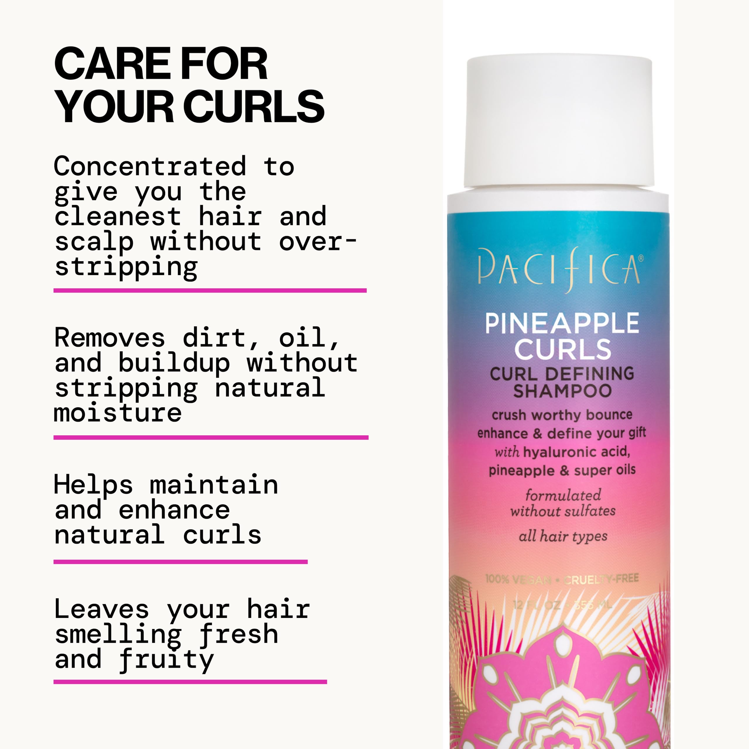 Pacifica Pineapple Curls aroma duradero para la rutina diaria de lavado.