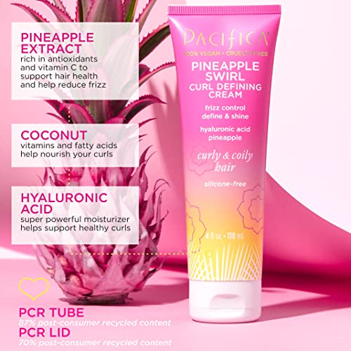 Pacifica Pineapple Swirl being applied to damp hair for enhanced curl definition.