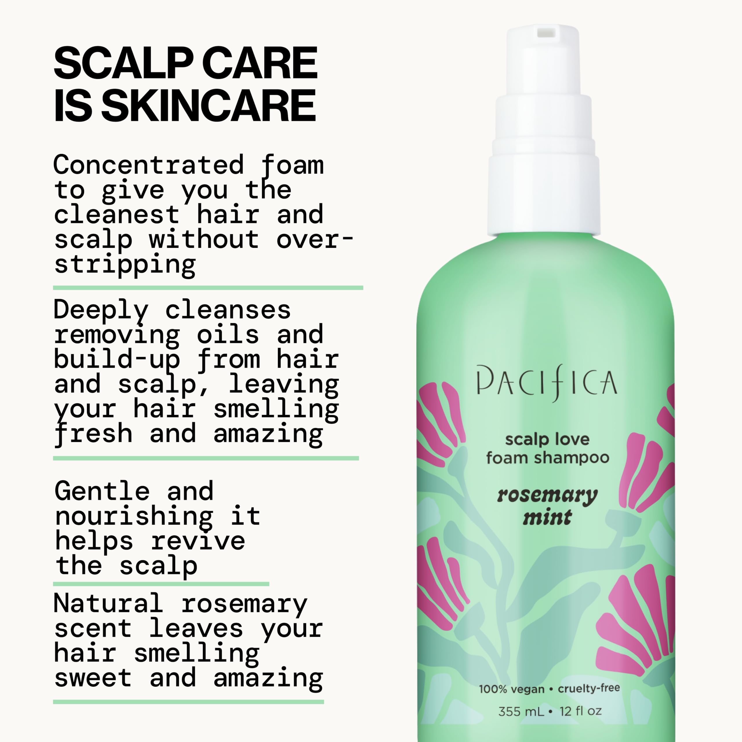 Hair after wash with Pacifica Rosemary Mint Scalp Detox Shampoo appears light and lifted.