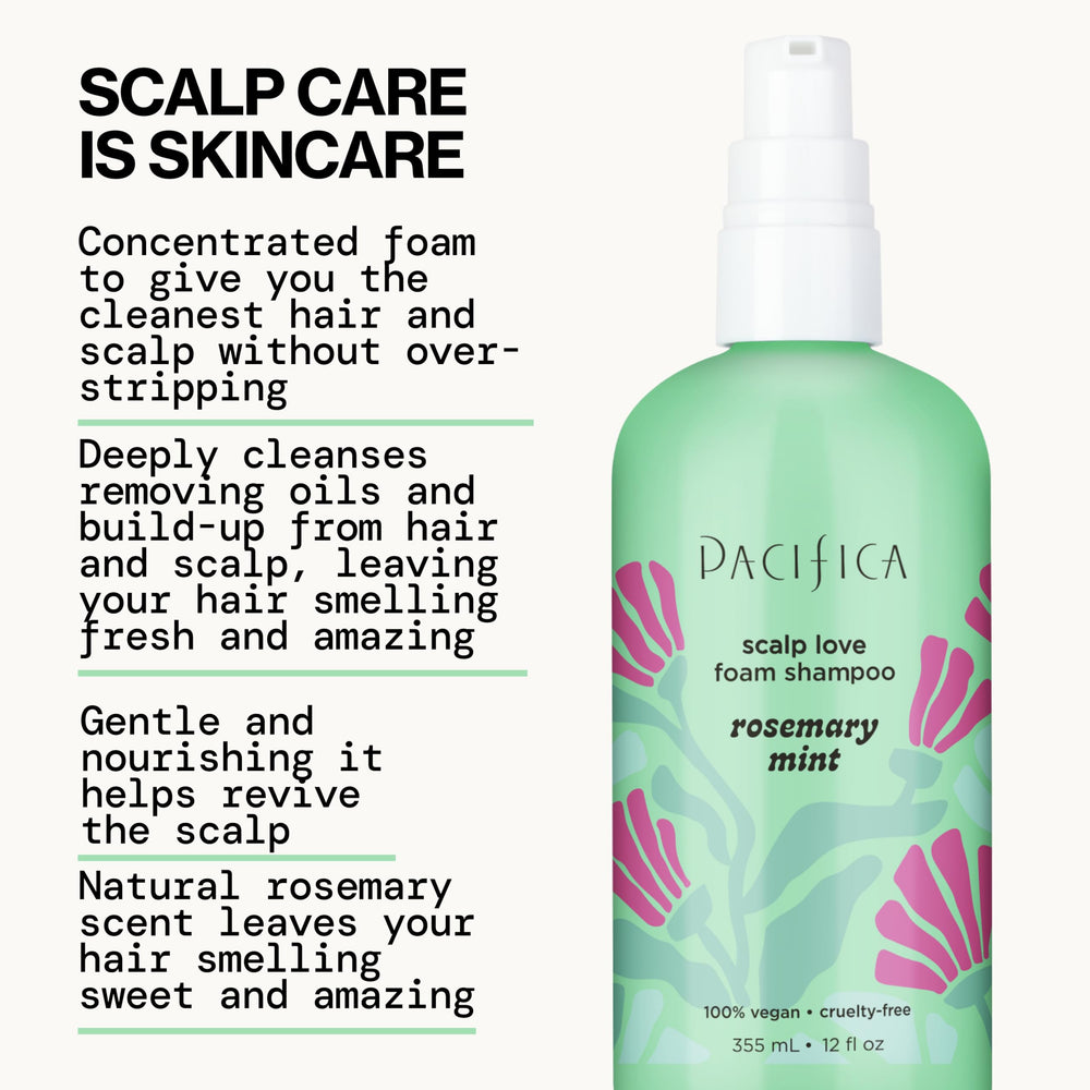 Hair after wash with Pacifica Rosemary Mint Scalp Detox Shampoo appears light and lifted.
