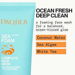 Pacifica Sea Foam Face Wash foam lather for easy cleansing