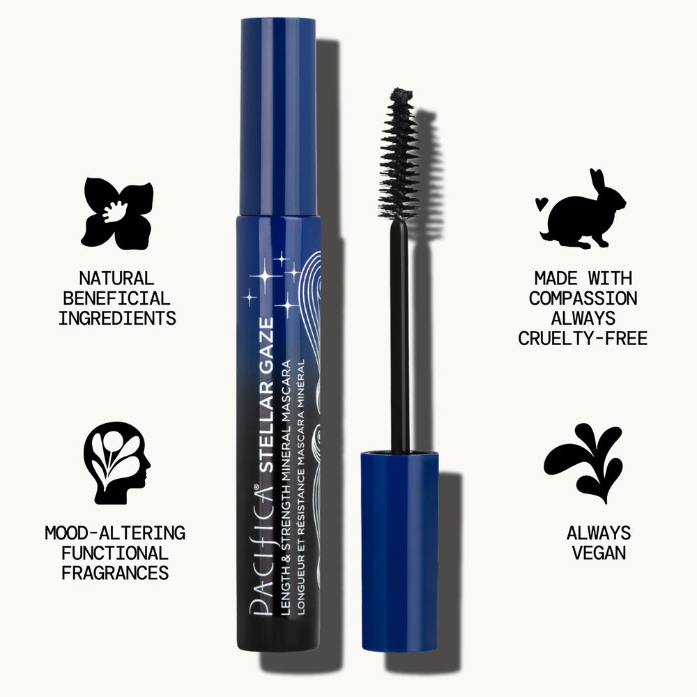Uso diario de Stellar Gaze Mascara con duración prolongada y acabado intenso.